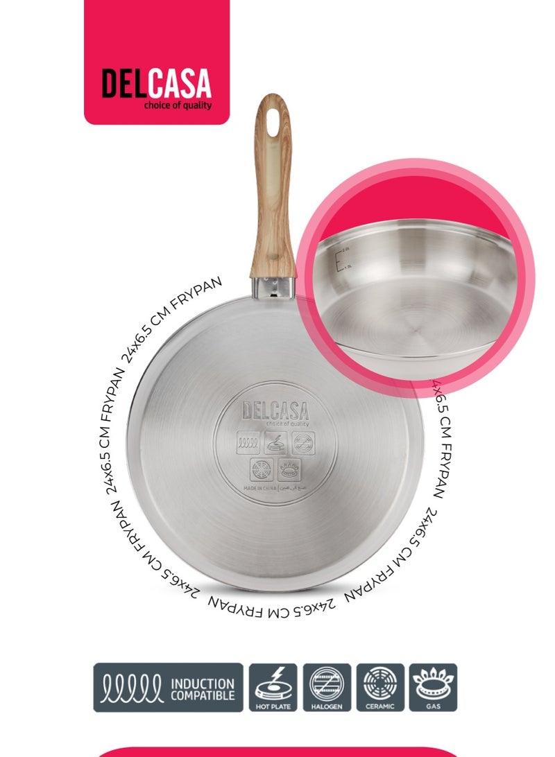 ديلكاسا طقم أواني طهي ديلكاسا من الفولاذ المقاوم للصدأ مكون من 9 قطع DC3581، طاجن 24 سم مع غطاء، طاجن 20 سم مع غطاء، طاجن 18 سم مع غطاء، مقلاة 24 سم، قدر 16 سم مع غطاء - Image 4