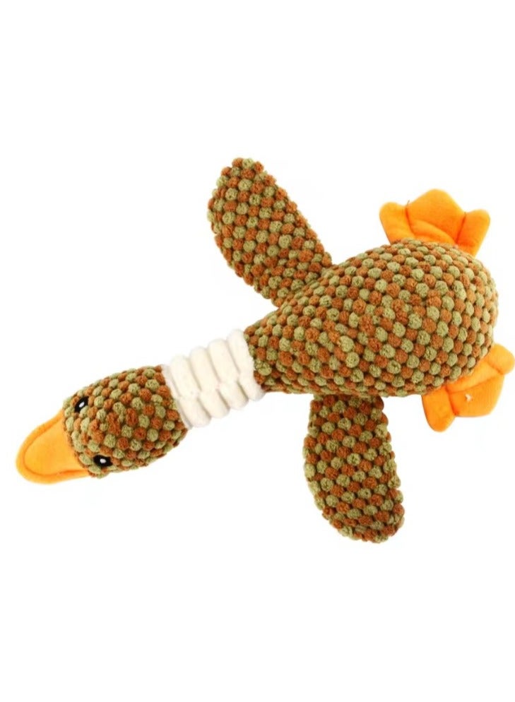 لعبة كلب تفاعلية على شكل بطة بصوت صرير – لعبة قطيفة متينة للعب ممتع ونشيط بني - Image 1