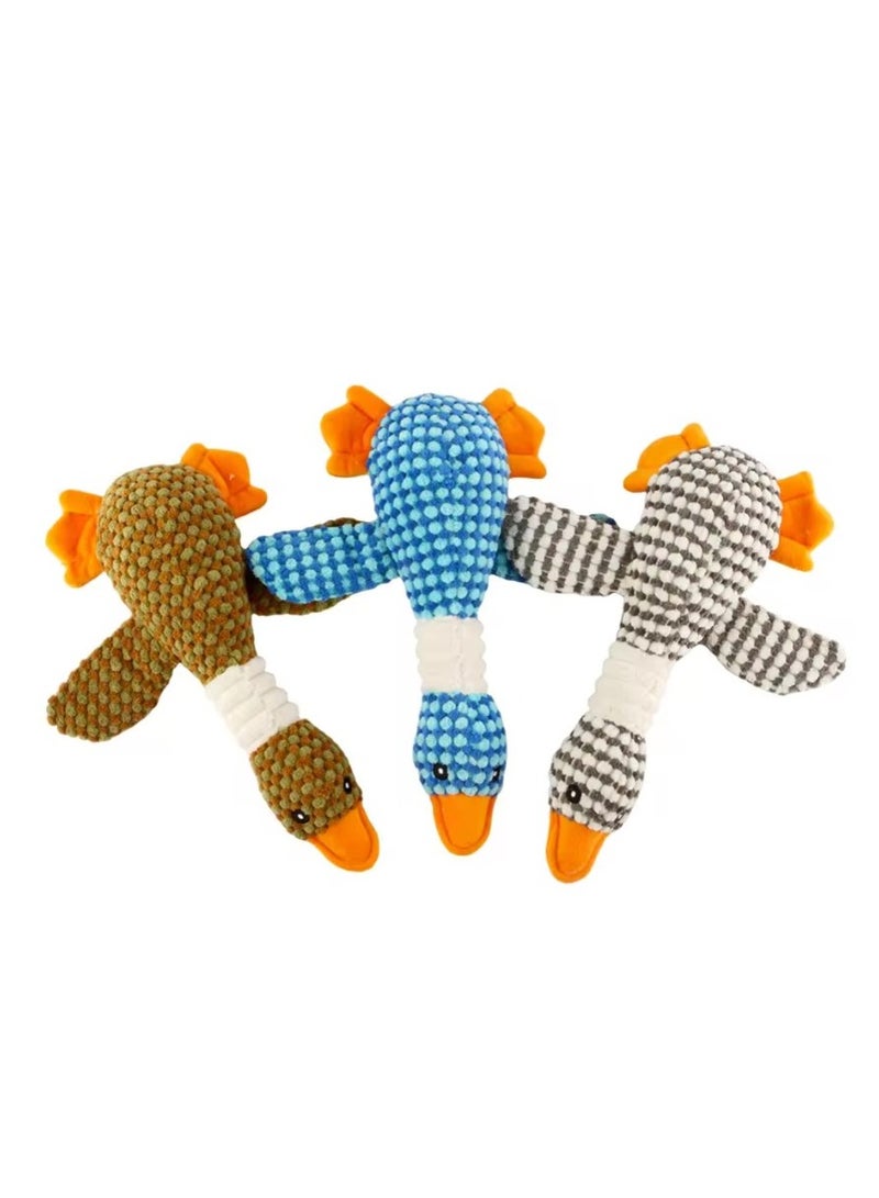 لعبة كلب تفاعلية على شكل بطة بصوت صرير – لعبة قطيفة متينة للعب ممتع ونشيط بني - Image 3