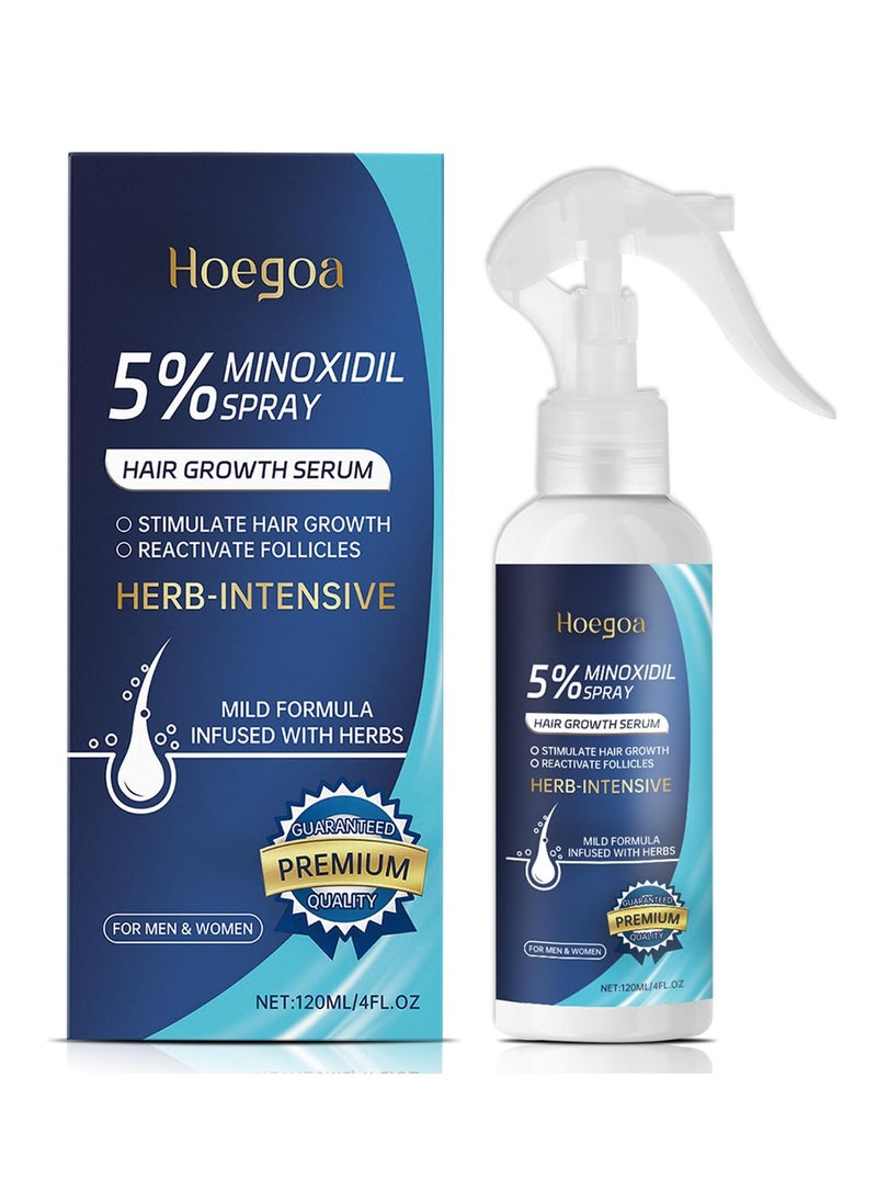 HOEGOA Minoxidil 5% for Men (120 ML), Advanced Minoxidil Spray with Provitamin B5 and Castor Seed Extract, Minoxidil Extract Serum for Hair Loss, Beard Restoration  - Image 1