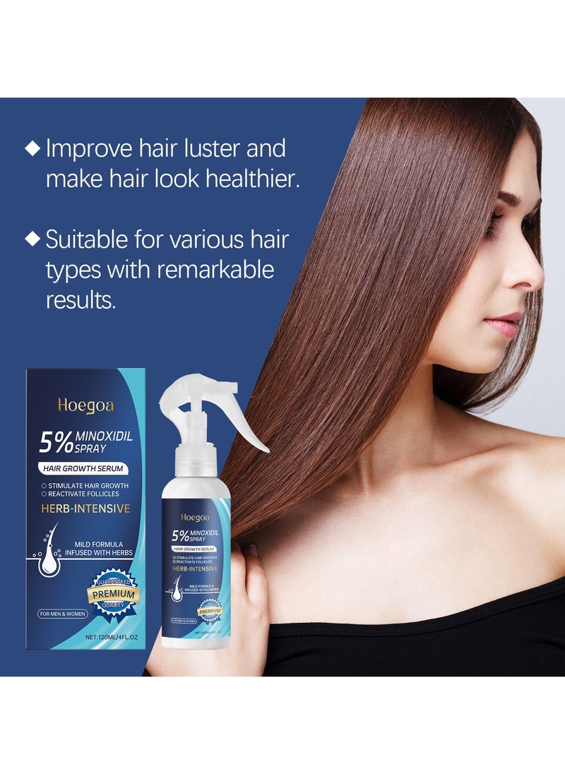 HOEGOA Minoxidil 5% for Men (120 ML), Advanced Minoxidil Spray with Provitamin B5 and Castor Seed Extract, Minoxidil Extract Serum for Hair Loss, Beard Restoration  - Image 5