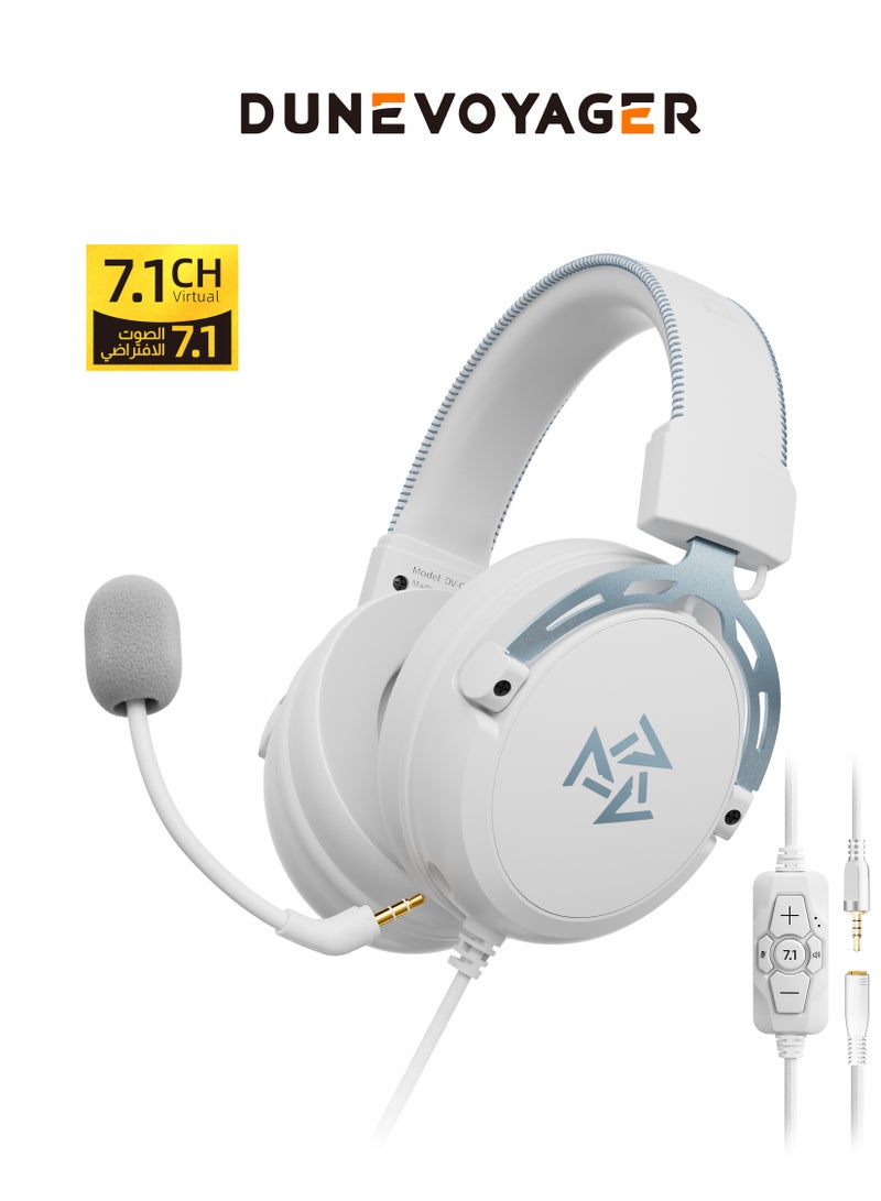 DuneVoyager C2 7.1 Surround Sound Wired Gaming Headset V-shape tuning, 253g,with computer software, with 7.1 split sound card, with ice silk memory foam earmuffs, with unidirectional noise reduction microphone for PC And PS4 And Xbox One Nintendo Switch  - Image 1