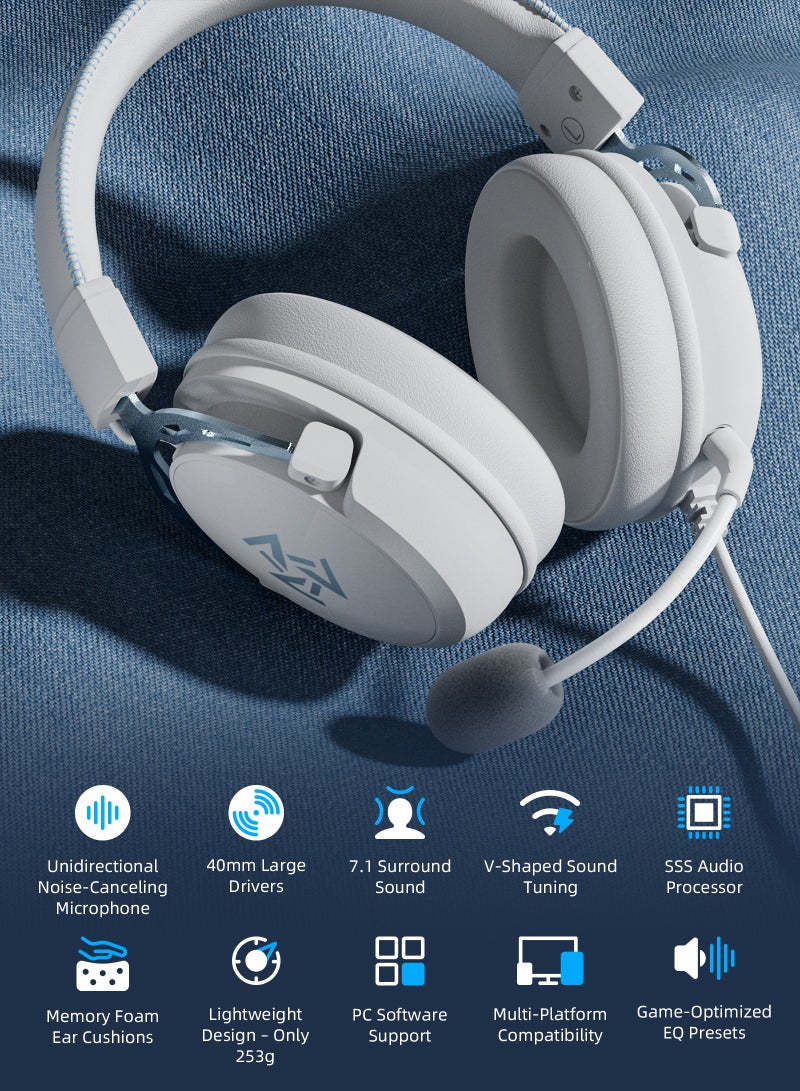 DuneVoyager C2 7.1 Surround Sound Wired Gaming Headset V-shape tuning, 253g,with computer software, with 7.1 split sound card, with ice silk memory foam earmuffs, with unidirectional noise reduction microphone for PC And PS4 And Xbox One Nintendo Switch  - Image 2