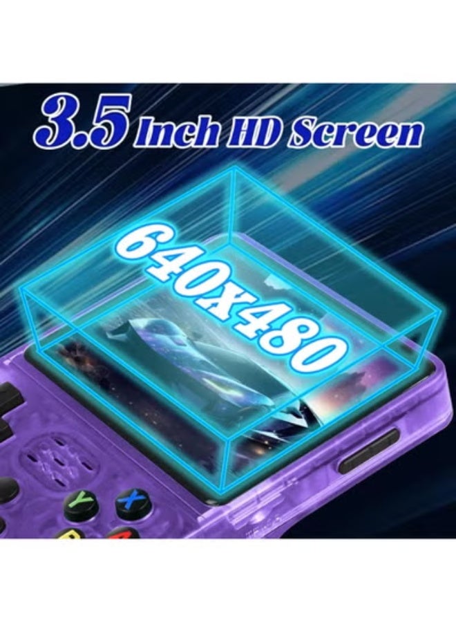 JAJEEK R36S Handheld Retro Game Console | 3.5-Inch IPS Display | Open Source Linux System | 64GB TF Card with 15,000+ Classic Games | Portable Rechargeable Video Gaming Console for Kids & Adults – Purple - Image 2