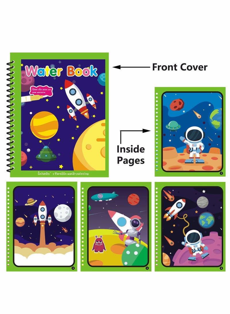 Zikra Water Coloring Book, Mess Free Reusable Coloring Book with Water Reveal Activity Pad, Drawing Toys Educational, Includes Magic Pen - Image 2