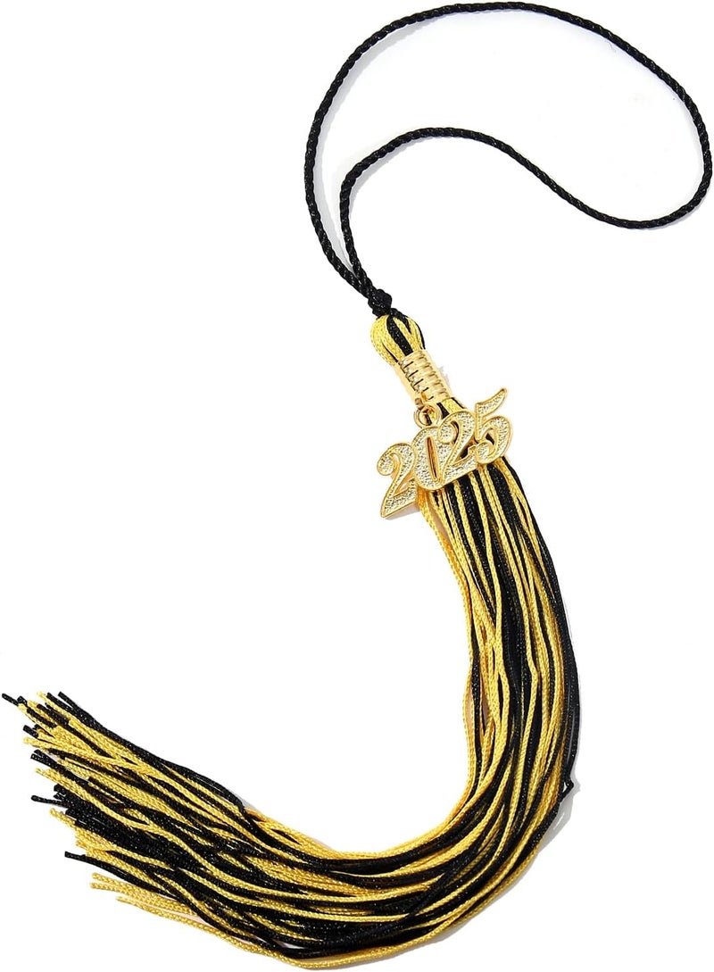 WanBigVa 2025 Graduation Tassels,1Pcs Cap Tassel Decoration with 2025 Year Gold Date Charms,Graduate Gifts for Ceremonies Souvenir High School,Black and Gold - Image 1