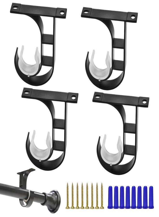 AccEncyc Ceiling Curtain Rod Bracket Heavy Duty Ceiling Mount Curtain Rod Ceiling Curtain Rods Hooks Hangers Curtain Rod Holders Fitting for 1 to 1.2 Inch Drapery Rods, 4 Pack - Image 1