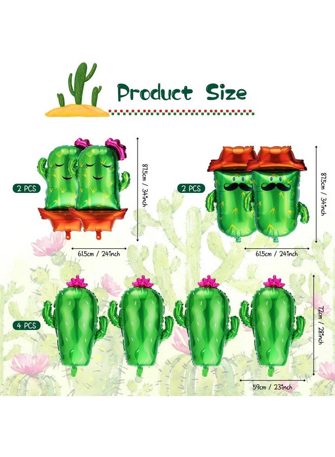 Sumind 8 قطع بالونات صبار كبيرة من الفويل 34 و 28 بالونات مكسيكية عملاقة لحفلة موضوع فييستا زينة حفلة تاكو وزينة زفاف عيد ميلاد - Image 2