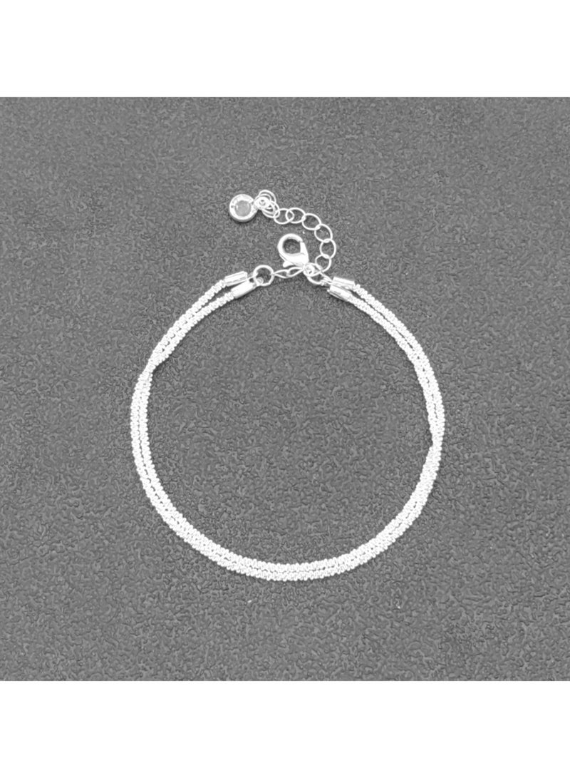 خلخال نسائي، رائع متعدد الطبقات مقاوم للماء، قابل للتعديل، شخصي وعصري، متعدد الاستخدامات، فضي - Image 3