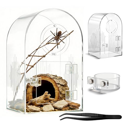IKILEOGY Acrylic Jumping Spider Enclosure, Clear Spider Enclosure Kit with Ventilation, Pre-Assembled Habitat for Jumping Spiders, Tarantula, Mantis, Insects - Image 1