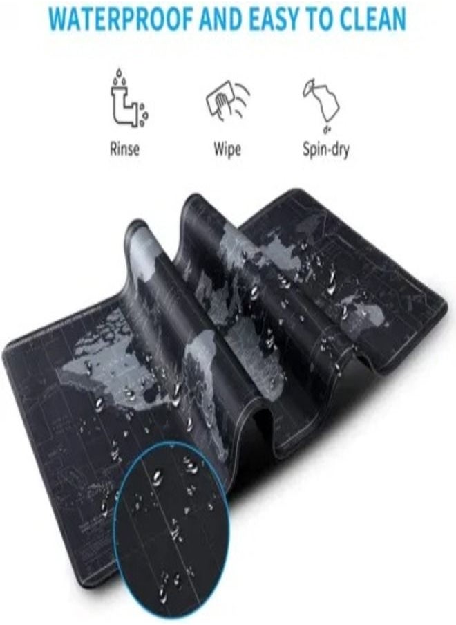 World Map Design PC Mouse And Keyboard Rubber Pad With Stitched Edges 80x30CM Works Great with all Mouse Sensor