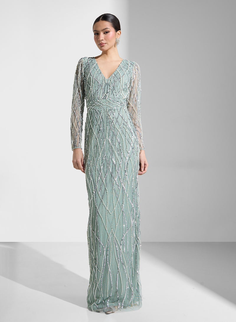 Namshi x Beaded Evening Dress - Image 1