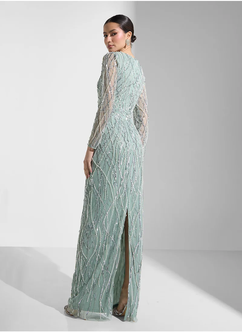 نمشي x Beaded Dress With Slit