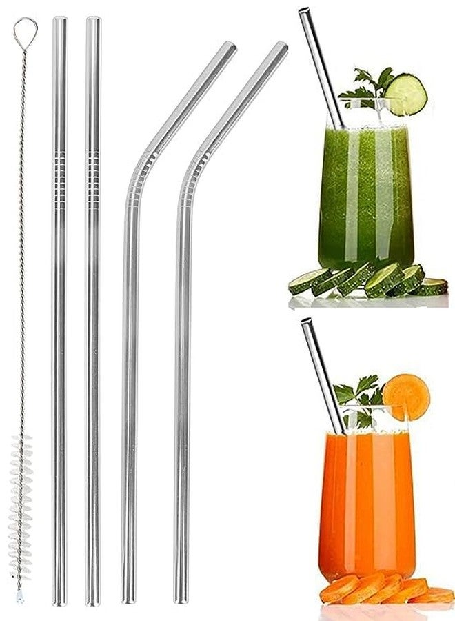 LMR3 Reusable Stainless Steel Straws - Pack of 5 (2 Straight & 2 Bent) with 1 Brush - Image 1
