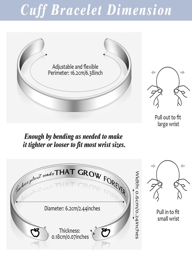 Inbagi 6 Pcs Appreciation Teacher Bracelet Bulk Preschool Teacher Appreciation Cuff Bangle Gifts Thank You Gifts for Women Men Bracelets Team Christmas Gifts - Image 2
