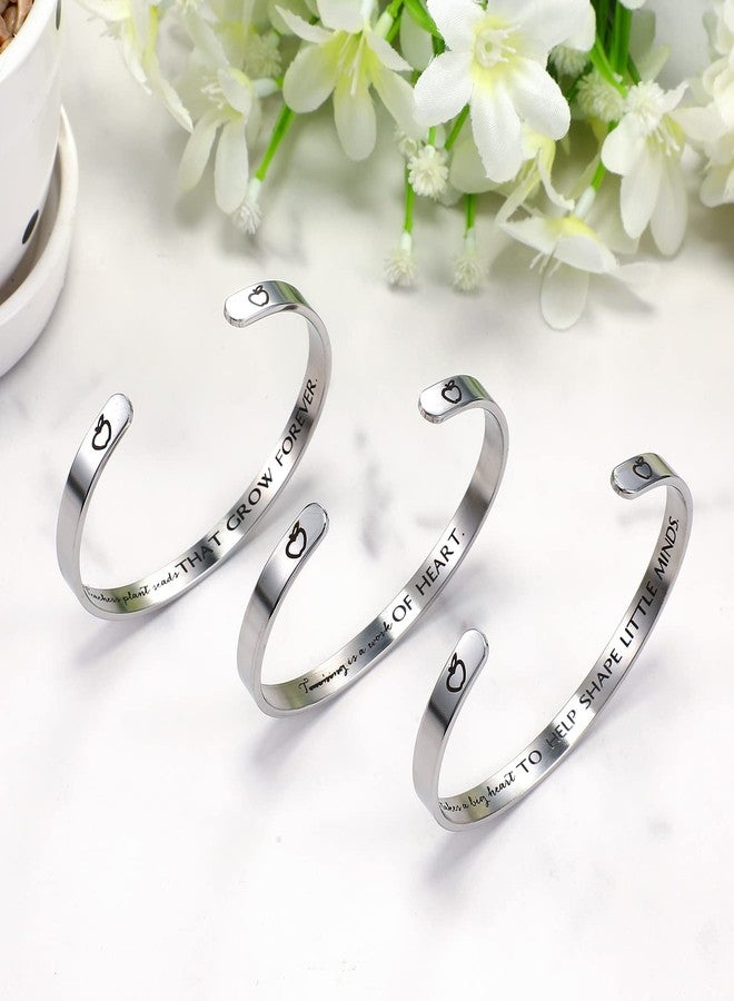 Inbagi 6 Pcs Appreciation Teacher Bracelet Bulk Preschool Teacher Appreciation Cuff Bangle Gifts Thank You Gifts for Women Men Bracelets Team Christmas Gifts - Image 4