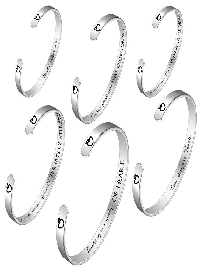 Inbagi 6 Pcs Appreciation Teacher Bracelet Bulk Preschool Teacher Appreciation Cuff Bangle Gifts Thank You Gifts for Women Men Bracelets Team Christmas Gifts - Image 1