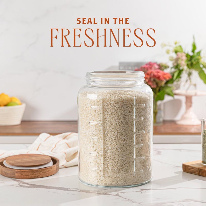 kitchentoolz Extra Large Mason Jar - 1 Gallon Glass Wide Mouth Jar with Airtight Wooden Lid, Food Storage Container with Measurement Markings For Kitchen Pantry, Pickling, Cookies, Flour & Sugar - Image 3