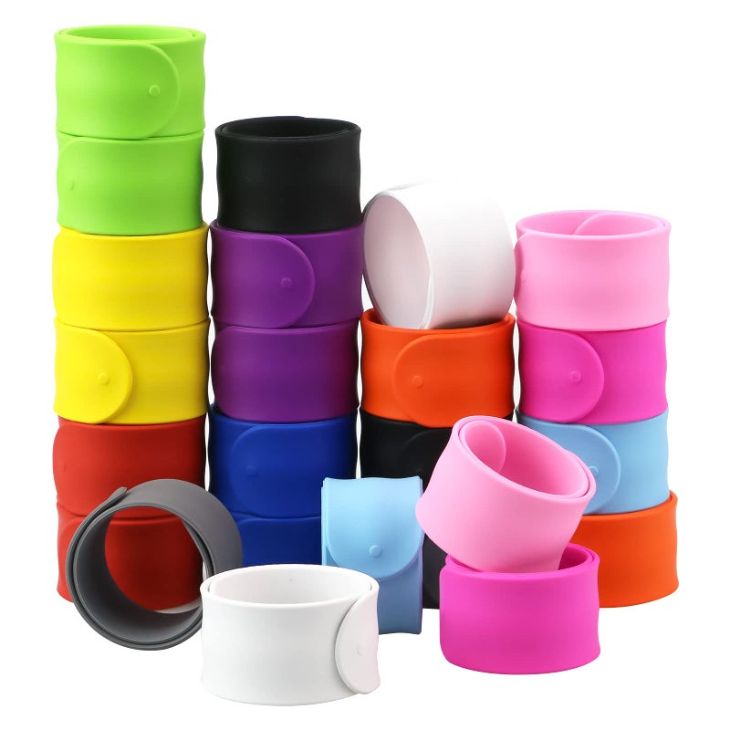 Bercoor 24 Pcs Rainbow Silicone Slap Bracelets, 12 Colors Slap Bracelet Wristbands Soft and Safe for Party Decorations Favors - Image 4