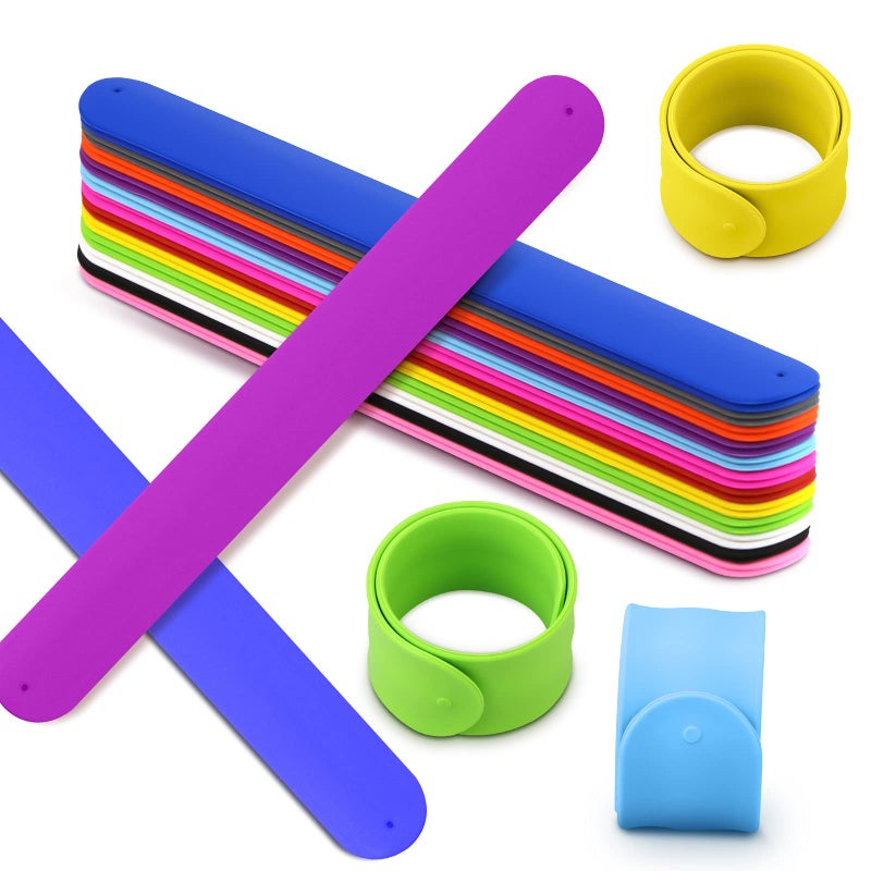 Bercoor 24 Pcs Rainbow Silicone Slap Bracelets, 12 Colors Slap Bracelet Wristbands Soft and Safe for Party Decorations Favors - Image 5
