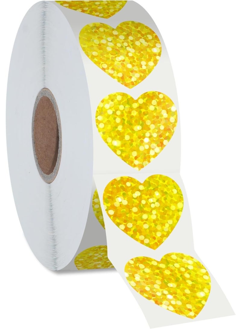 500pcs 2.5cm Glitter Heart Stickers, Metallic Glitter Stickers Self Adhesive Waterproof Reflective Heart Stickers Love Decorative Labels for Wedding, Classroom Teacher Supplies