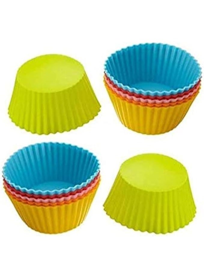 Spaceshoop 6 Pieces Colorful Cupcake Molds Silicone Cupcake Baking Molds - Non-Stick Baking Molds for Muffin, Chocolate, Desserts - Reusable - Image 4