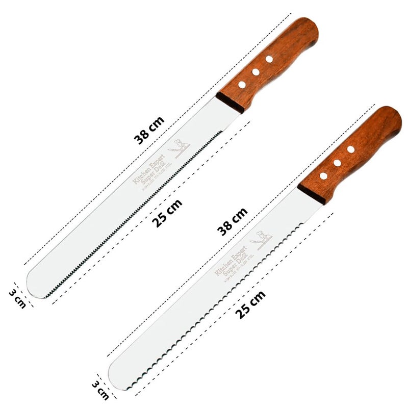 Captoola 10 Inch Bread Knife Serrated Kitchen Knife Ergonomic Handle Razor Sharp Blade for Slicing Breads Set of 2 - Image 2
