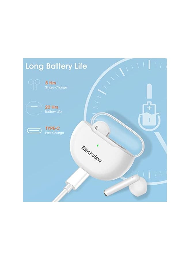Blackview - Bluetooth Earphones Airbuds6, Wireless Earbuds Headphones in-Ear, Bluetooth 5.3, Ultra-Light and Ergonomic Wireless Earphones, Touch Control, IPX7 Waterproof Sport Wireless Headphones-White - Image 1