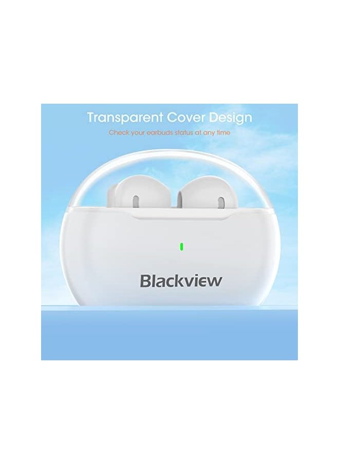 Blackview - Bluetooth Earphones Airbuds6, Wireless Earbuds Headphones in-Ear, Bluetooth 5.3, Ultra-Light and Ergonomic Wireless Earphones, Touch Control, IPX7 Waterproof Sport Wireless Headphones-White - Image 1