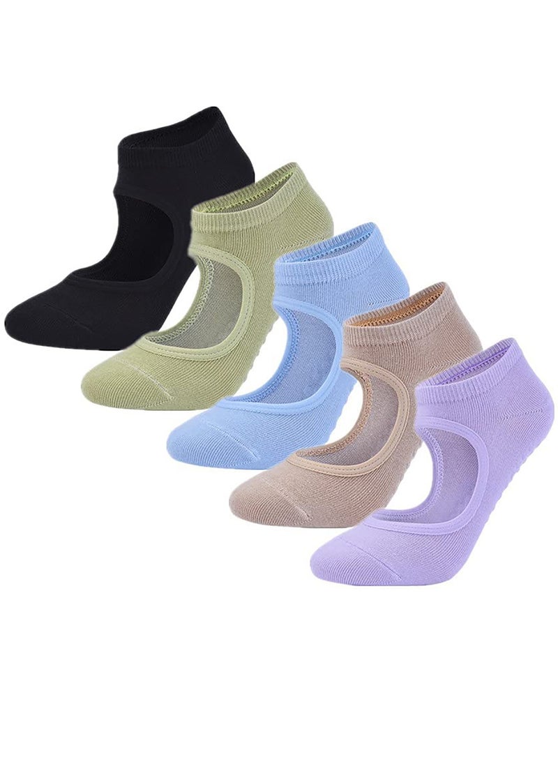 SYOSI Ladies Anti-Slip Yoga Socks, Pilates Socks, Anti-Slip Grip Socks for Sports Dance Backless Professional Anti-Slip Pilates Fitness(6 Pairs)  - Image 1