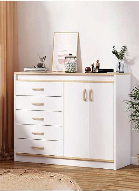 Buffet Cabinet with Storage, Modern Sideboard Buffet with Doors,Storage Cabinet with 5 Drawers and Adjustable Shelf for Entryway Storage, Home Office Furniture