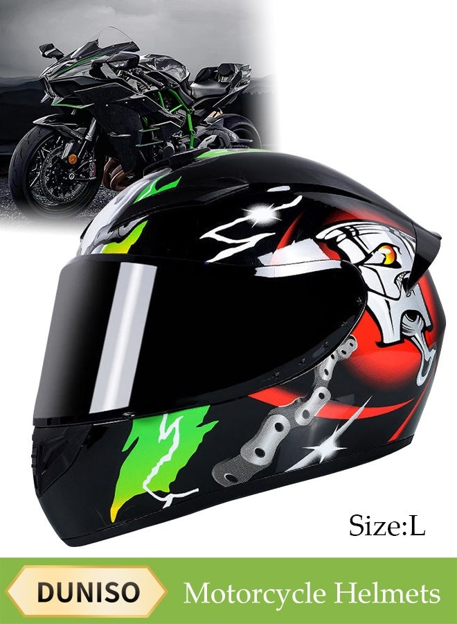 DUNISO Full Face Motorcycle Helmet, Lightweight Crash Resistant Motorcycle Helmet, All Season Cool Racing Helmet，with Black Lenses, Breathable Lining, Suitable for Both Men and Women (L) - Image 1