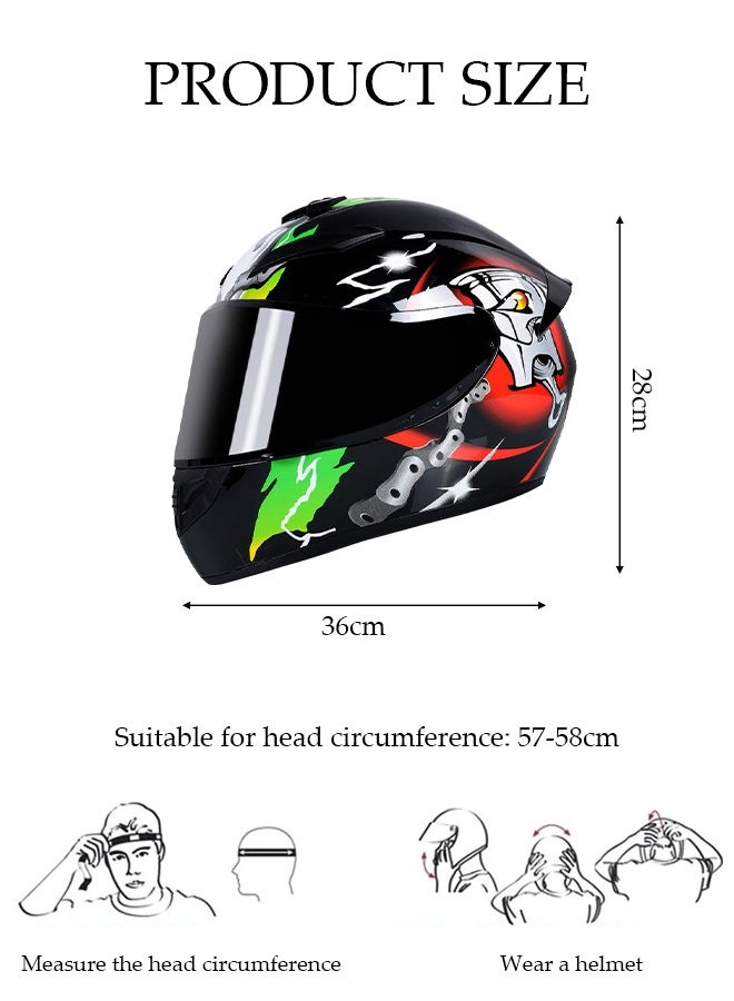 DUNISO Full Face Motorcycle Helmet, Lightweight Crash Resistant Motorcycle Helmet, All Season Cool Racing Helmet，with Black Lenses, Breathable Lining, Suitable for Both Men and Women (L) - Image 2