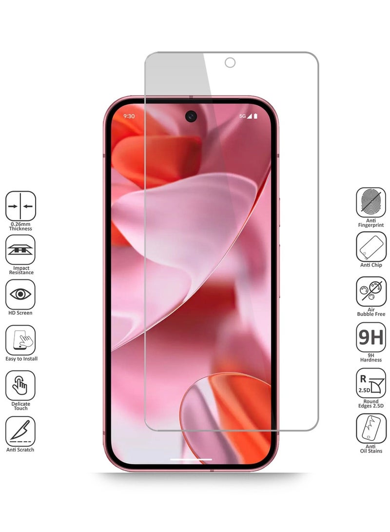 Techie 2 Pack HD Tempered Glass Screen Protector for Google Pixel 9 5G - Anti Reflection Anti Bubbles 9H Hardness 0.33 mm Rounded Edges Easy Installation  - Image 2