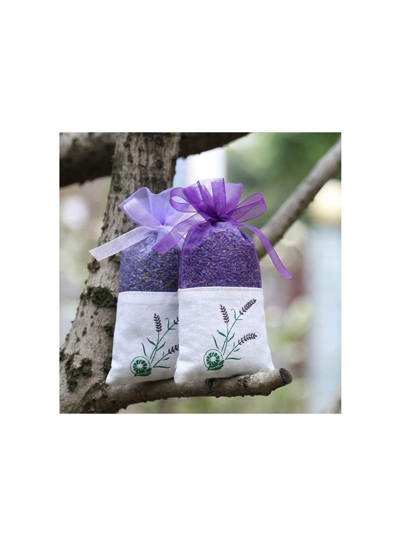 GGOOT 20pcs Lavender Sachet Bags Purple Empty Sachets Bags Organza Gauze Candy Bags Flower Printing Fragrance Bags Ribbons Drawstring Bags for Lavender Small Gifts Jewellery - Image 2