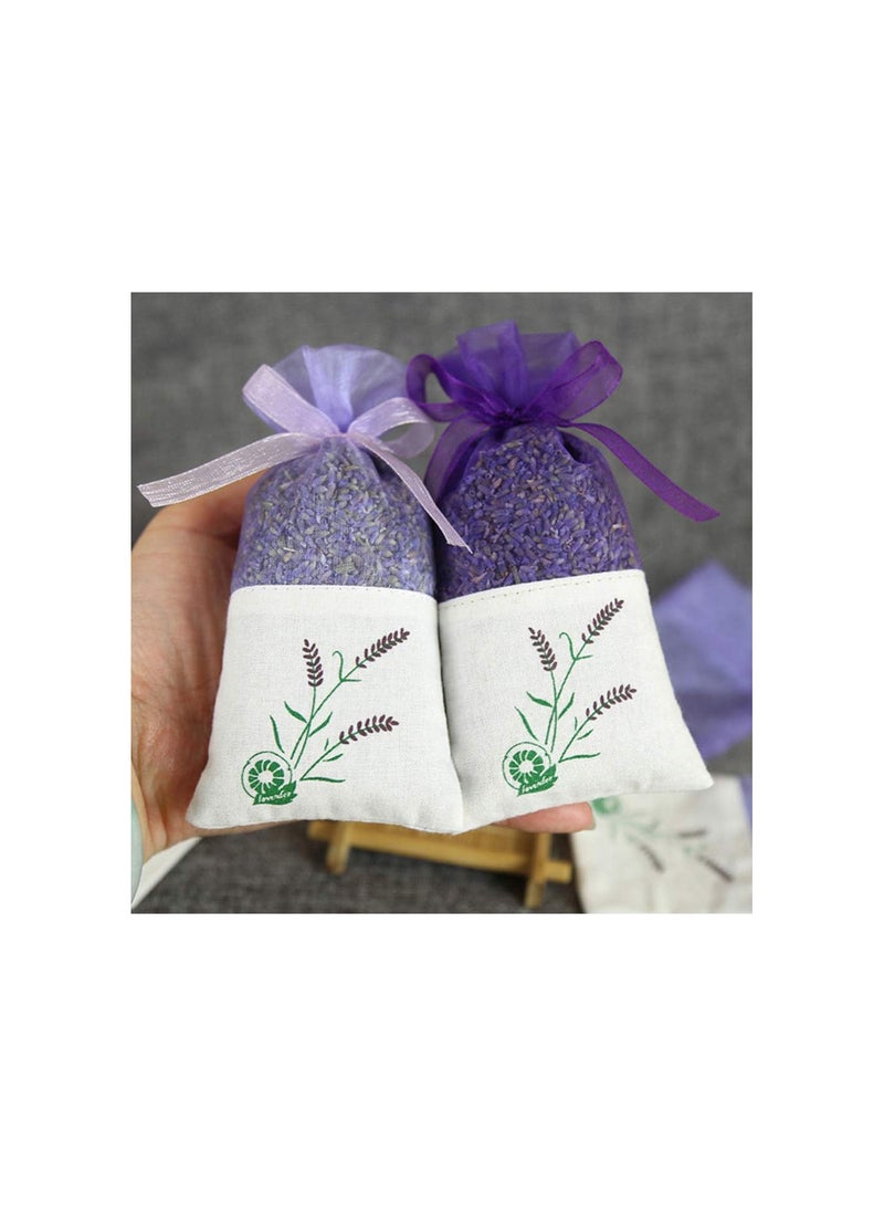 GGOOT 20pcs Lavender Sachet Bags Purple Empty Sachets Bags Organza Gauze Candy Bags Flower Printing Fragrance Bags Ribbons Drawstring Bags for Lavender Small Gifts Jewellery - Image 4