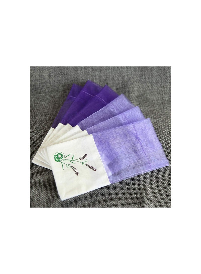 GGOOT 20pcs Lavender Sachet Bags Purple Empty Sachets Bags Organza Gauze Candy Bags Flower Printing Fragrance Bags Ribbons Drawstring Bags for Lavender Small Gifts Jewellery - Image 5
