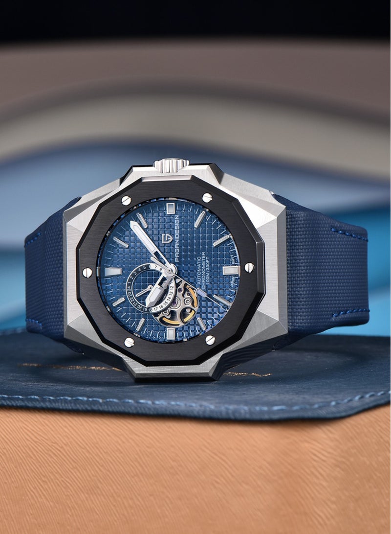 باغاني ديزاين جديد أزياء الرجال التلقائي الساعات الميكانيكية ، 42 ملليمتر الفولاذ المقاوم للصدأ الإطار مع الاصطناعية الياقوت ووتش نافذة و مضيئة الأيدي ، حزام من الجلد ، المألوف وتنوعا ، بد يس 010 - Image 4