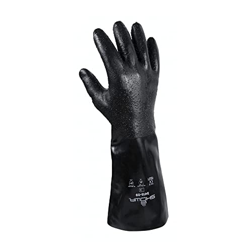 SHOWA 3415 Neoprene Chemical Resistant Safety Glove with Poly Liner, 15-Gauge, 14" Length, Large (12 Pair) - Image 3
