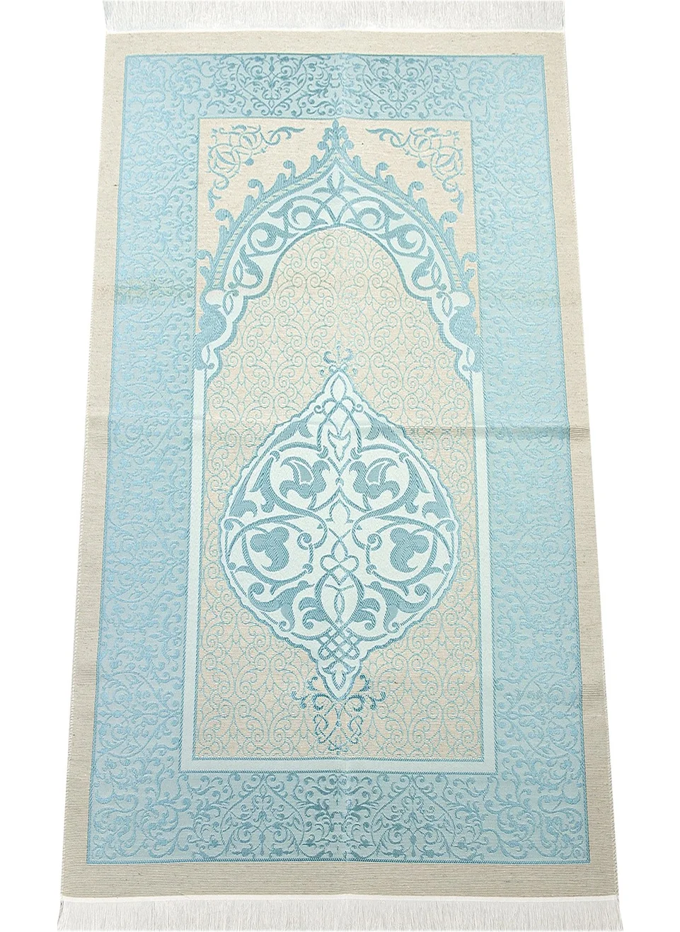 İhvan Online Luxury Light Color Ottoman Taffeta Prayer Rug Turquoise Color