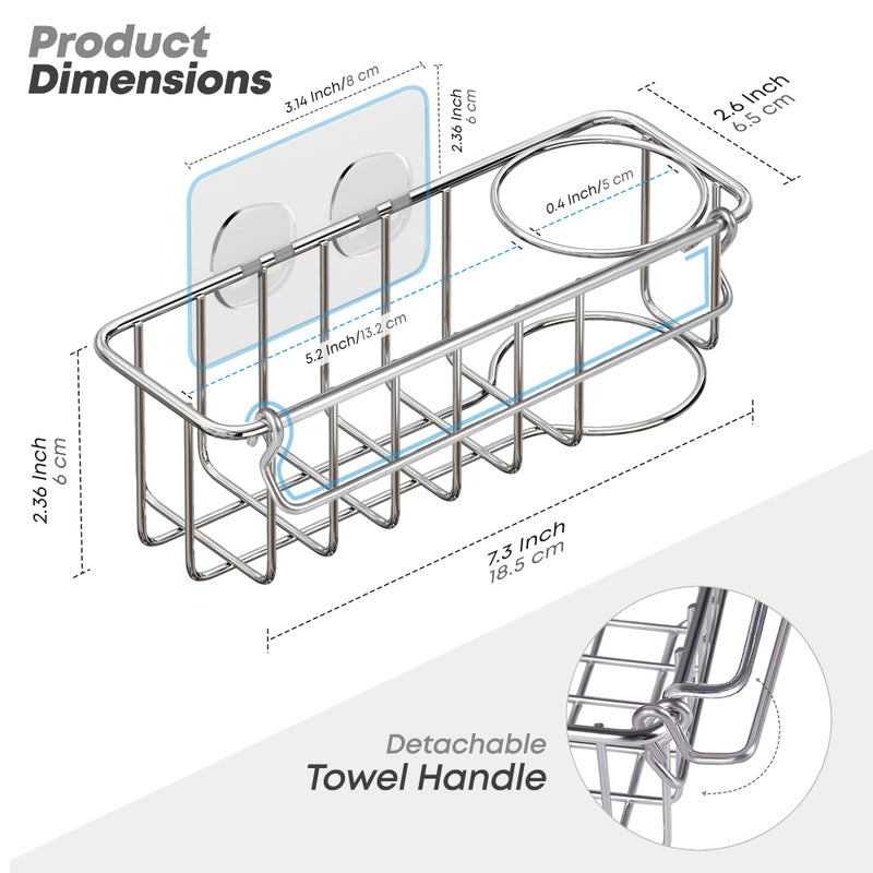 KESOL RustProof Sponge Holder Caddy for Kitchen  Stainless Steel Organizer  Brush Holder  304 Accessories  Suction Cup + Adhesive - Image 4