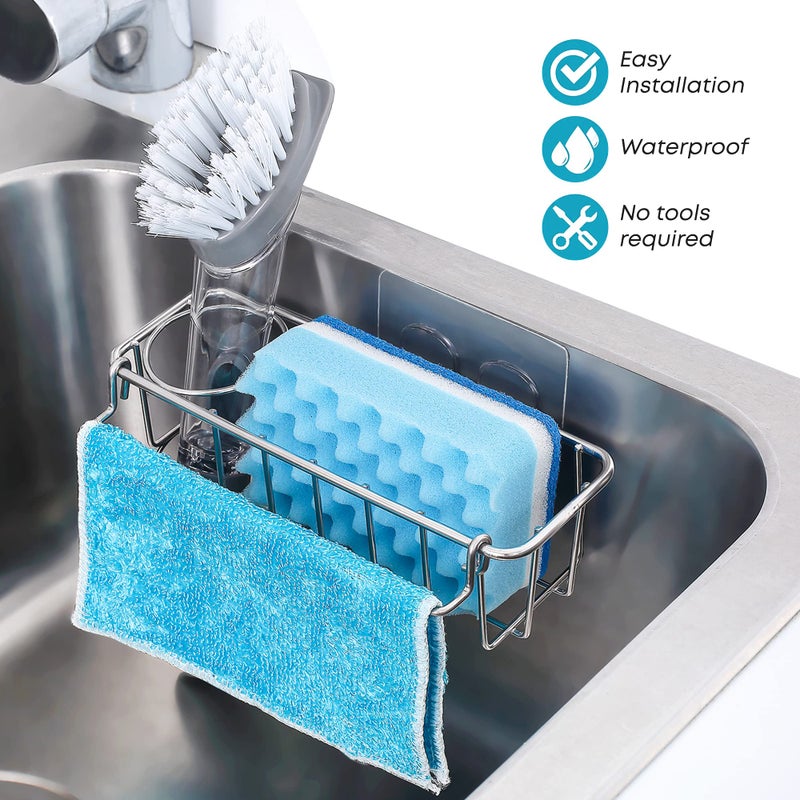 KESOL RustProof Sponge Holder Caddy for Kitchen  Stainless Steel Organizer  Brush Holder  304 Accessories  Suction Cup + Adhesive - Image 5