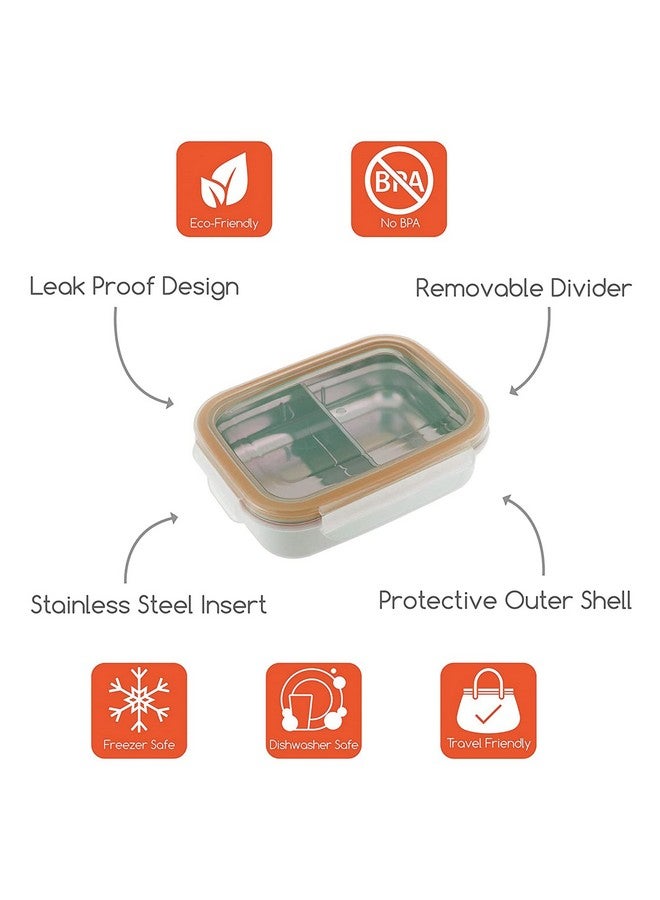 Innobaby Keepin' Fresh Stainless Steel Divided Bento Snack Box with Lid for Kids and Toddlers BPA Free, 11 oz., Orange - Image 2
