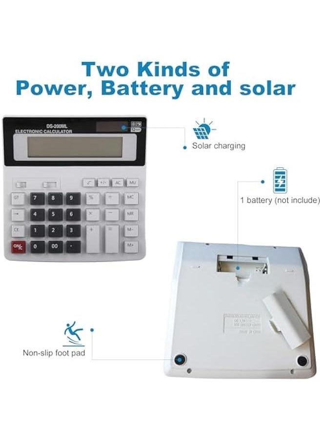 Generic - Desk Calculator , 12 Digit Extra Large LCD Display , Touch Comfortable with Big ons , Two Way Power Battery and Solar Calculators Desktop , Standard Function for Office , Home , School - Image 1