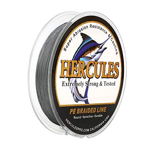 HERCULES Super Strong 100M 109 Yards Braided Fishing Line 100 LB Test for Saltwater Freshwater PE Braid Fish Lines 4 Strands - Grey, 100LB (45.4KG), 0.55MM - Image 1