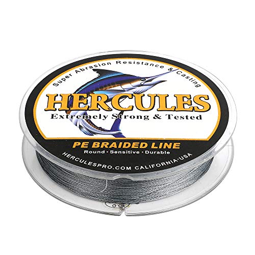 HERCULES Super Strong 100M 109 Yards Braided Fishing Line 100 LB Test for Saltwater Freshwater PE Braid Fish Lines 4 Strands - Grey, 100LB (45.4KG), 0.55MM - Image 4