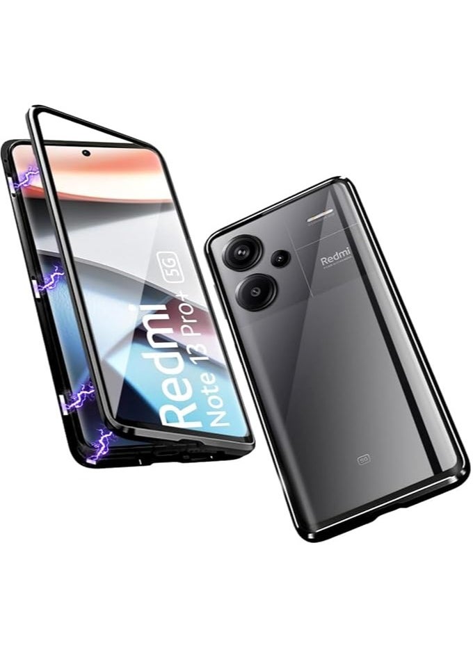 Generic Case Compatible with Redmi Note 13 Pro Plus 5G, Magnetic Body Metal Frame Thin Double Sided Clear Tempered Glass Shockproof with Camera Protection Cover  - Image 1
