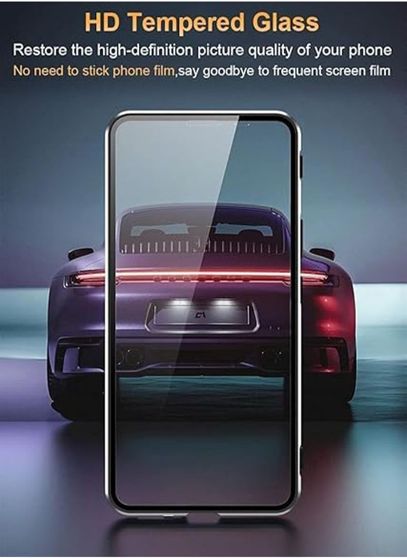 Generic Case Compatible with Redmi Note 13 Pro Plus 5G, Magnetic Body Metal Frame Thin Double Sided Clear Tempered Glass Shockproof with Camera Protection Cover  - Image 3