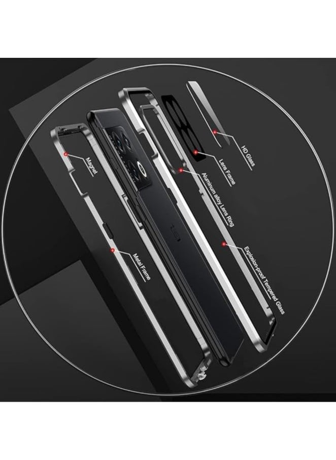 Generic Case Compatible with Redmi Note 13 Pro Plus 5G, Magnetic Body Metal Frame Thin Double Sided Clear Tempered Glass Shockproof with Camera Protection Cover  - Image 2