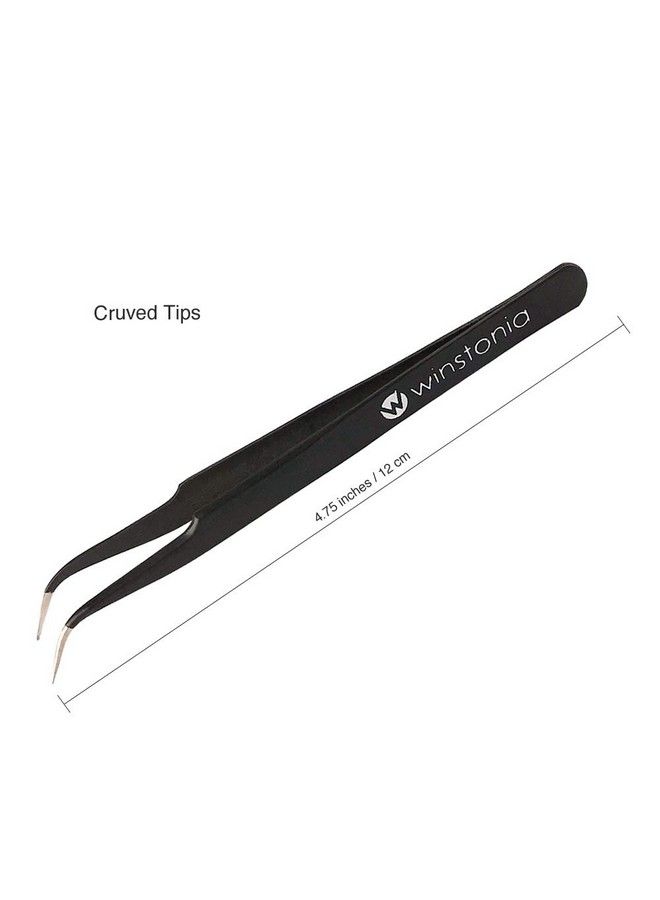 Winstonia 2 Pcs Tweezer Set Stainless Steel Pointy Professional Beauty Tools Manicure Jewelry Blackhead Ingrown Hair Splinter Removal Tweezers - Image 4